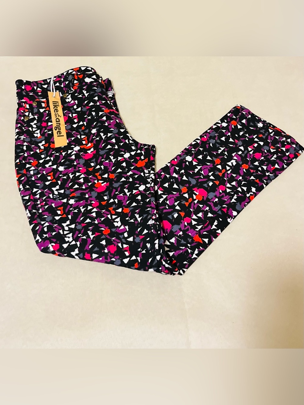 Like An Angel Women’s 1X Multicolor Geometric Print Skinny Jeggings